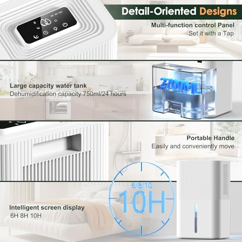Portable Home Dehumidifier 91 OZ Tank White F130