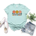 Checkered Smiley Face Short Sleeve Graphic Tee H13464