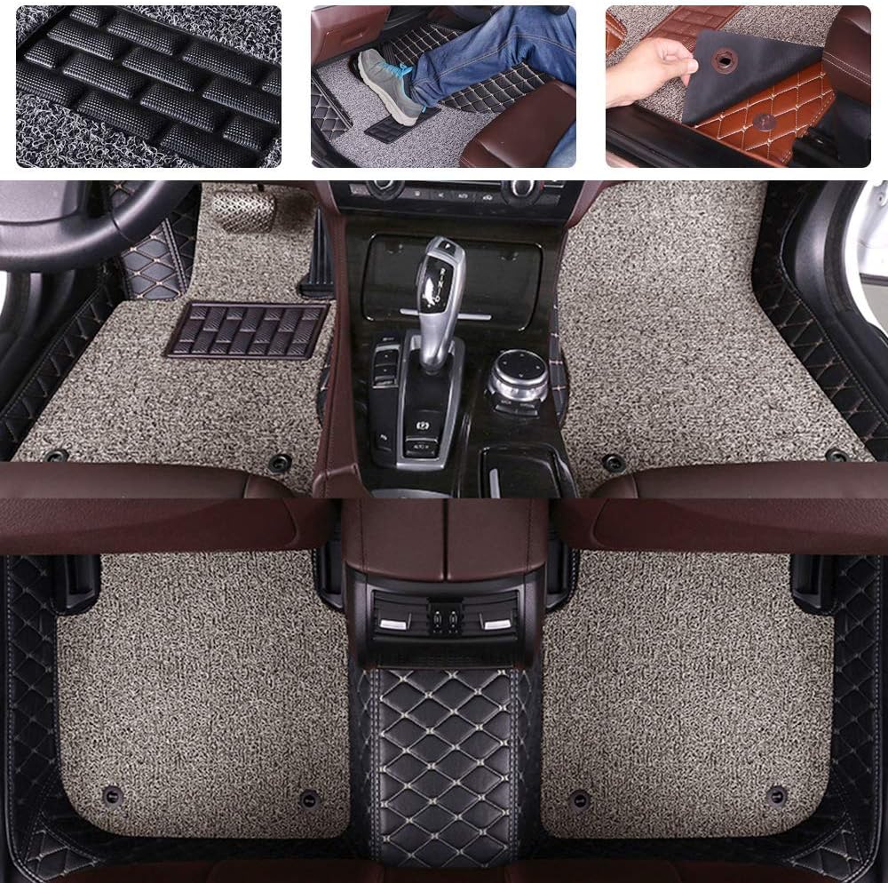Double Layer Pu Leather & PVC Non-Slip Car Floor Mats D3330
