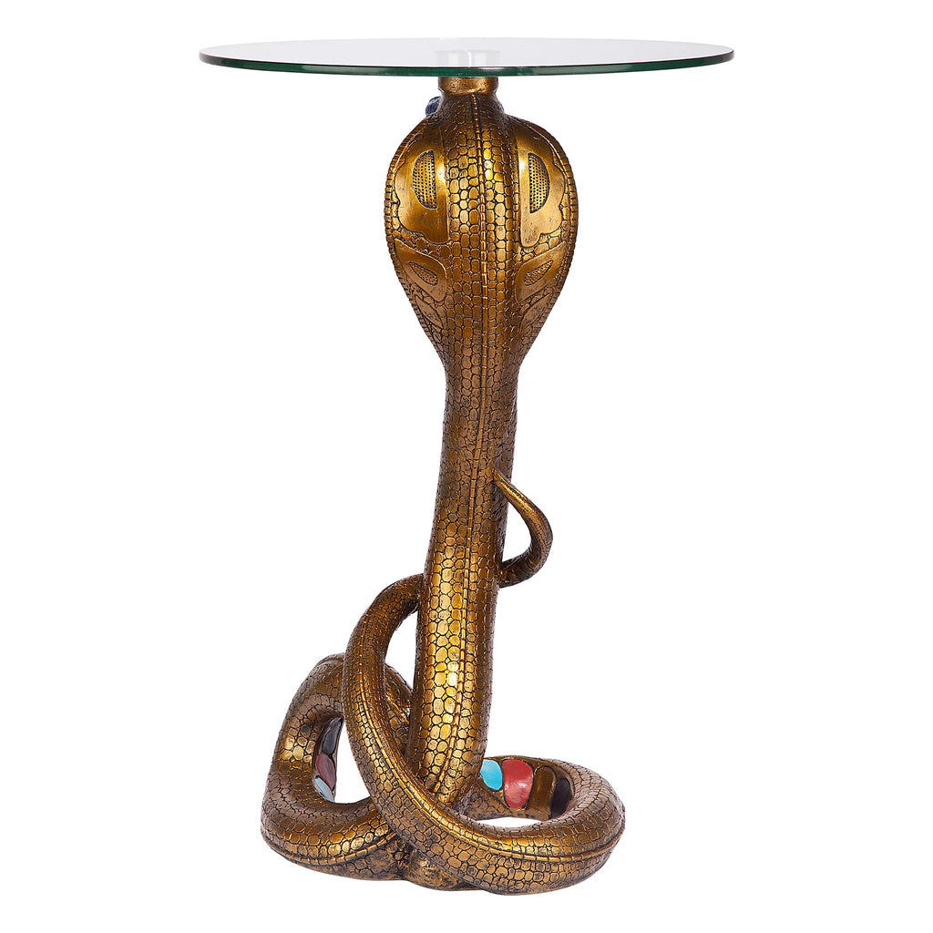 Egyptian Cobra Goddess Glass-Topped Table W406807