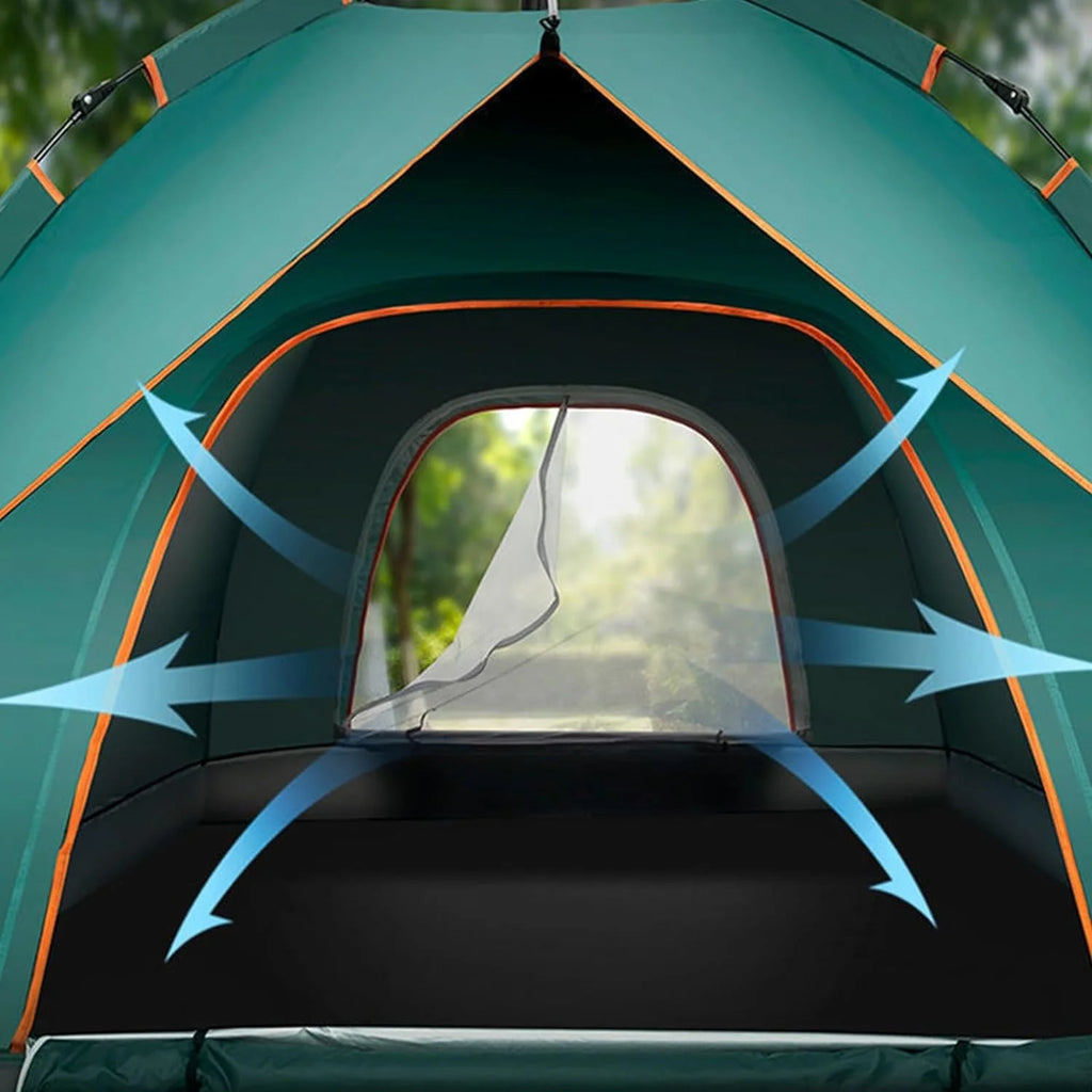 4 Person Pop up Camping Tent, Green R65217