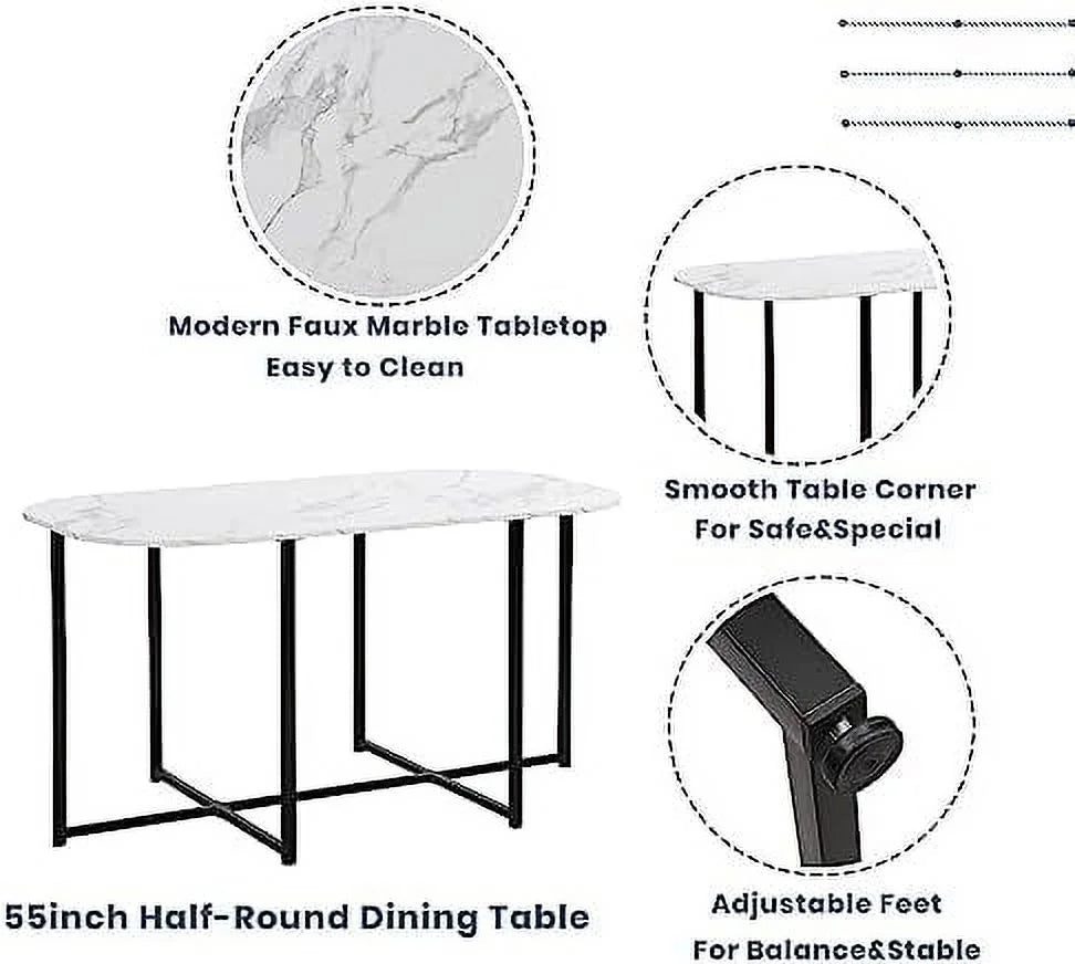 Compact Faux Marble Dining Table and Chairs 7 Piece Set T56764
