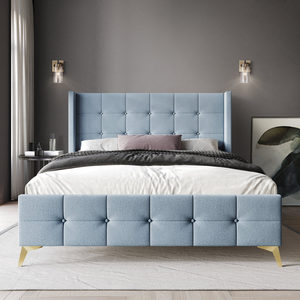 Twin Size Velvet Upholstered Bed P386