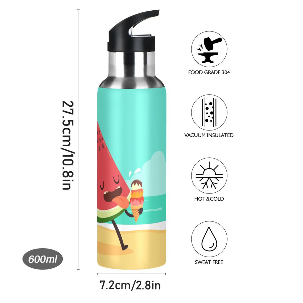 Watermelon Stainless Steel Insulated Water Bottle with Straw Lid X52654