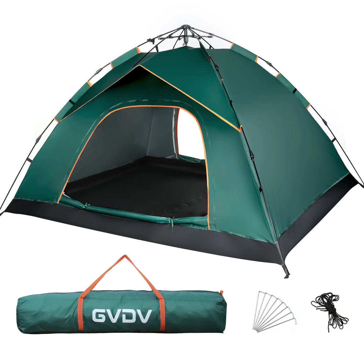 4 Person Pop up Camping Tent, Green R65217
