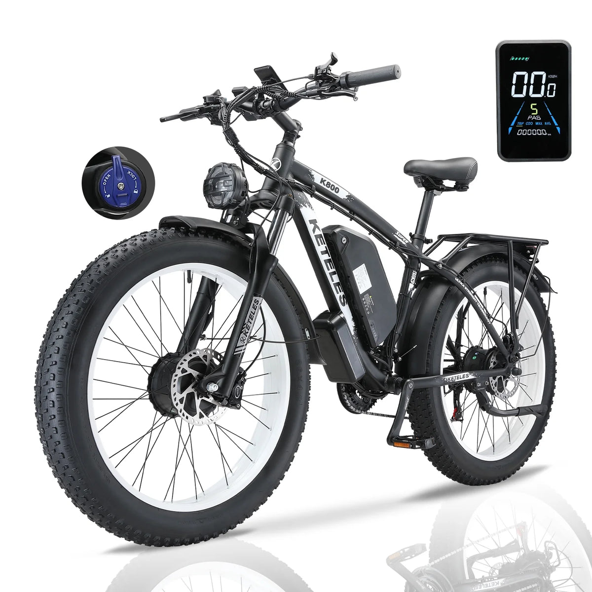 2000W 26 Fat Tire Electric Bike with 48V 23AH Removable Battery A628