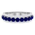 Blue Sapphire and Diamond Band Ring, 925 Sterling Silver U472541