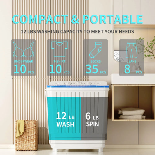 2.33 cu.ft. Twin Tub Portable Washer & Dryer Combo T3037