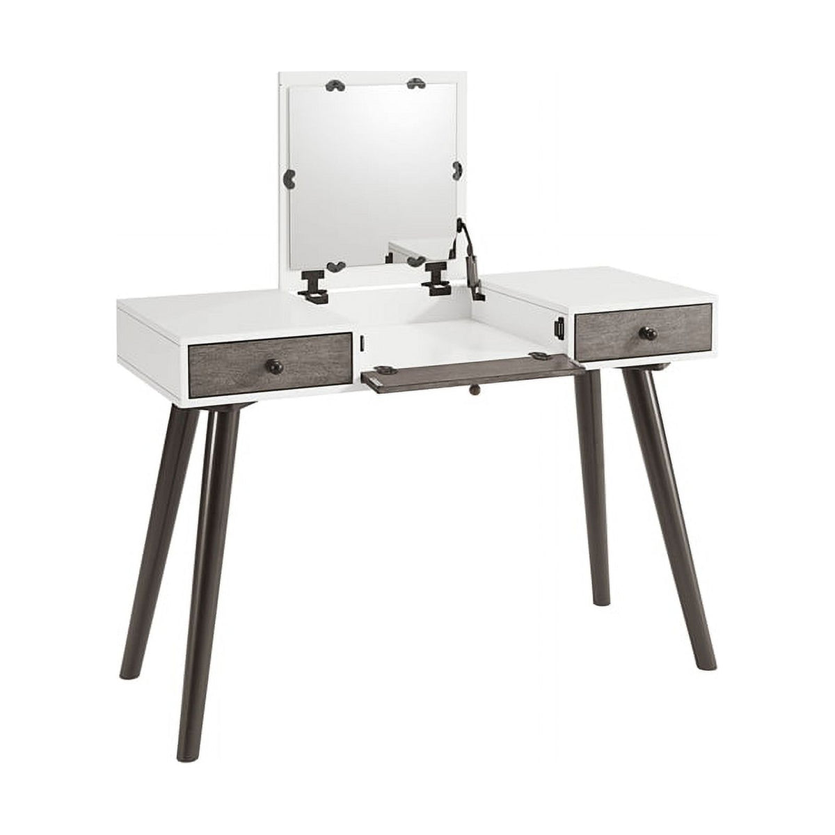 White/Gray/Black Vanity Desk with Mirror T158306