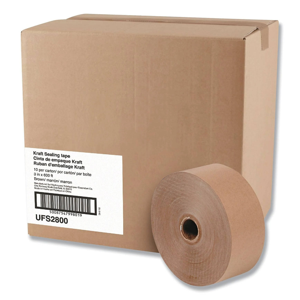 Brown Kraft Sealing Tape, 3x22 x 600 ft, 10/Carton I9389