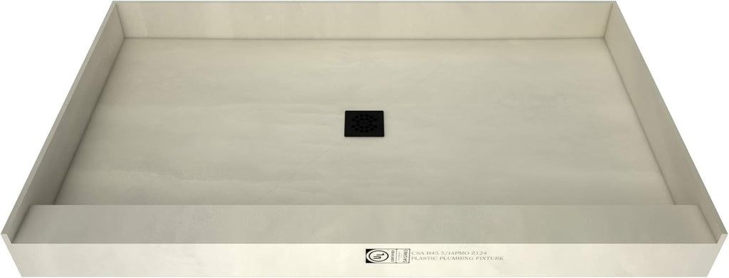 Shower Pan Kit with Flashing, Right Drain, Single Curb Shower Base, 2" PVC Drain and Grate Included, 48" Width x 42" Depth F5387