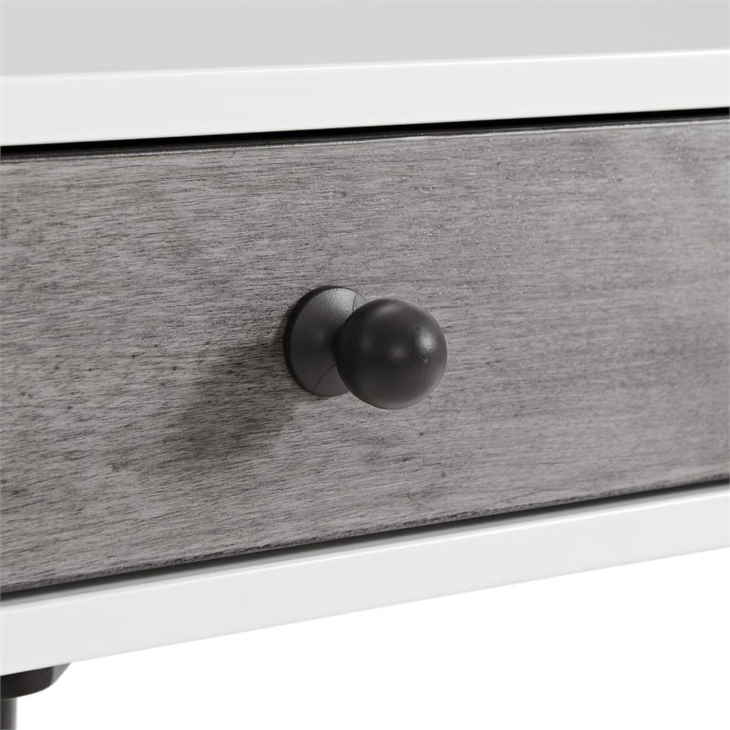 White/Gray/Black Vanity Desk with Mirror T158306