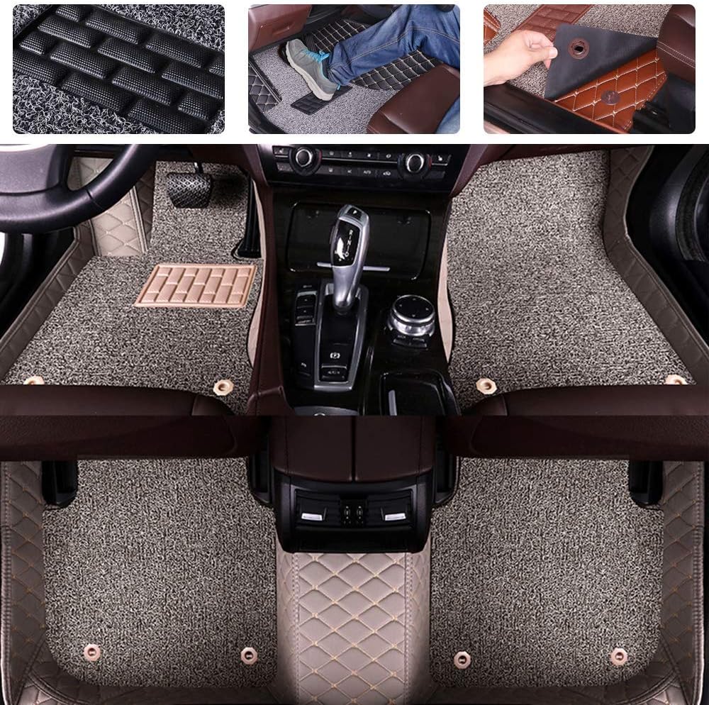 Double Layer Pu Leather & PVC Non-Slip Car Floor Mats D3330