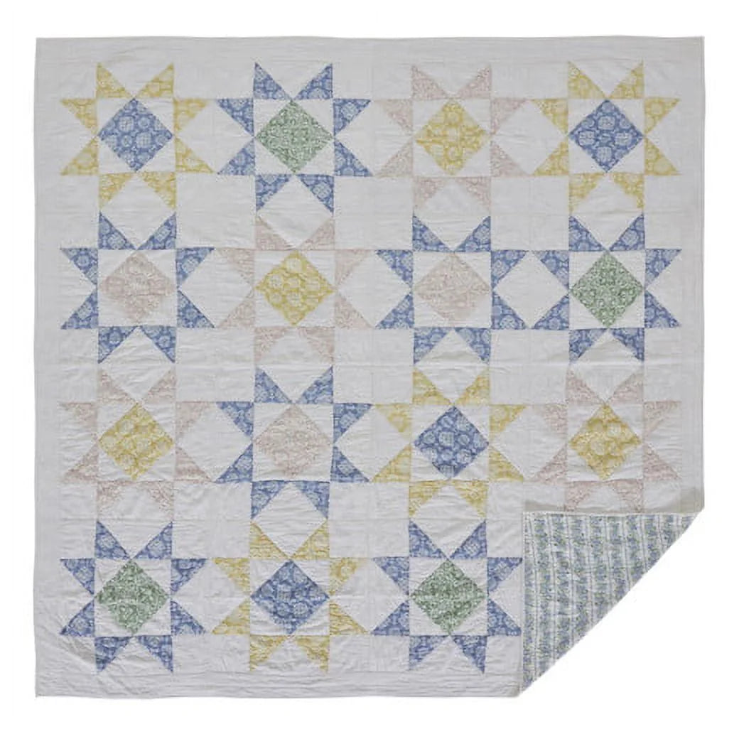 Twin Blue & Green Reversible Patchwork Quilt D319