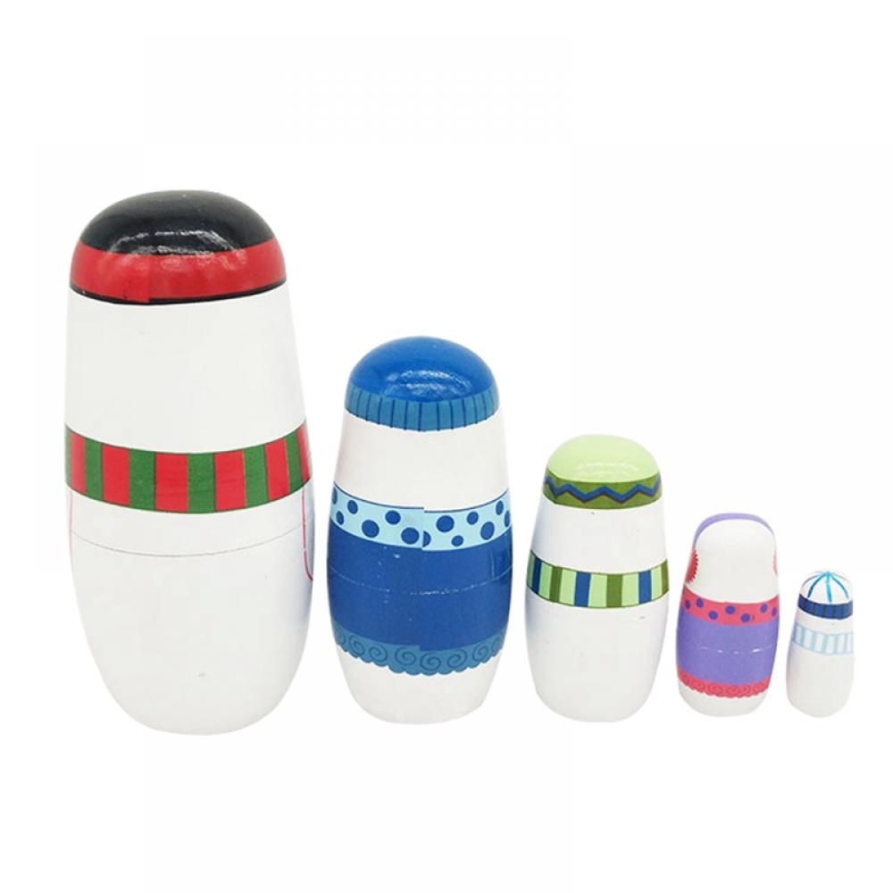 5 Pcs Wooden Handmade Matryoshka Nesting Dolls Stacking Doll Set D751198