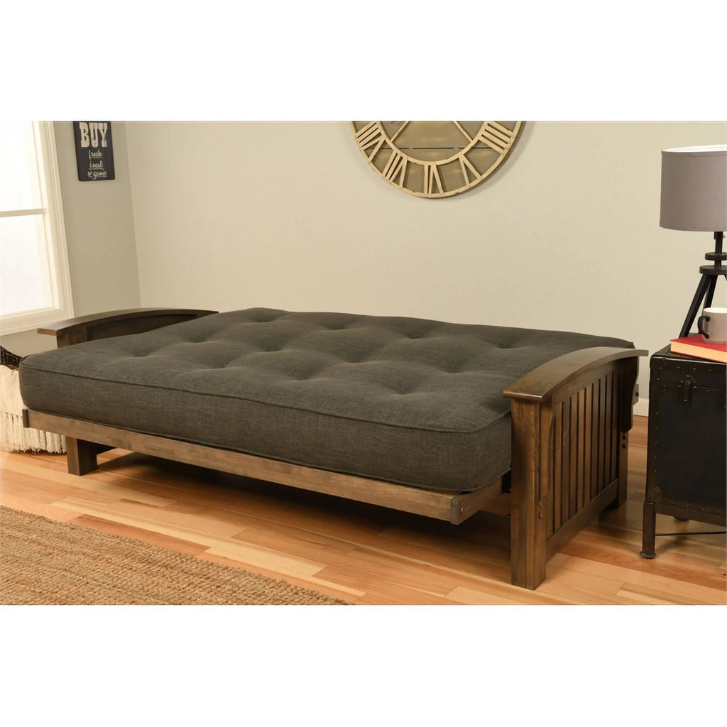 Rustic Walnut Futon with Java Brown Mattress C7108