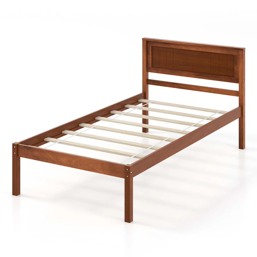 Twin Size Wooden Platform Bed Frame with Headboard O68463
