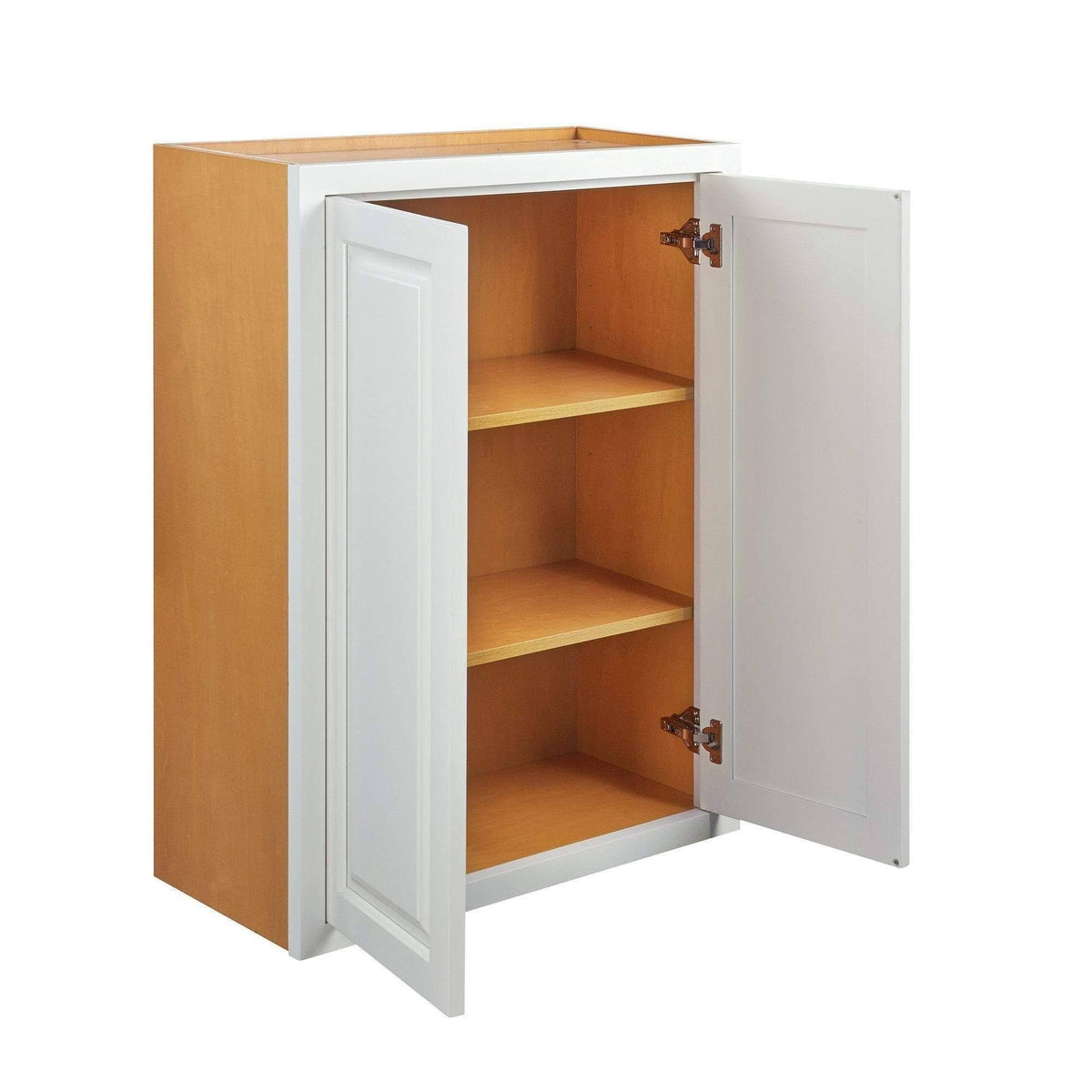 Vintage White Inset Raised Panel Wall Cabinet Double Door 24 E41274
