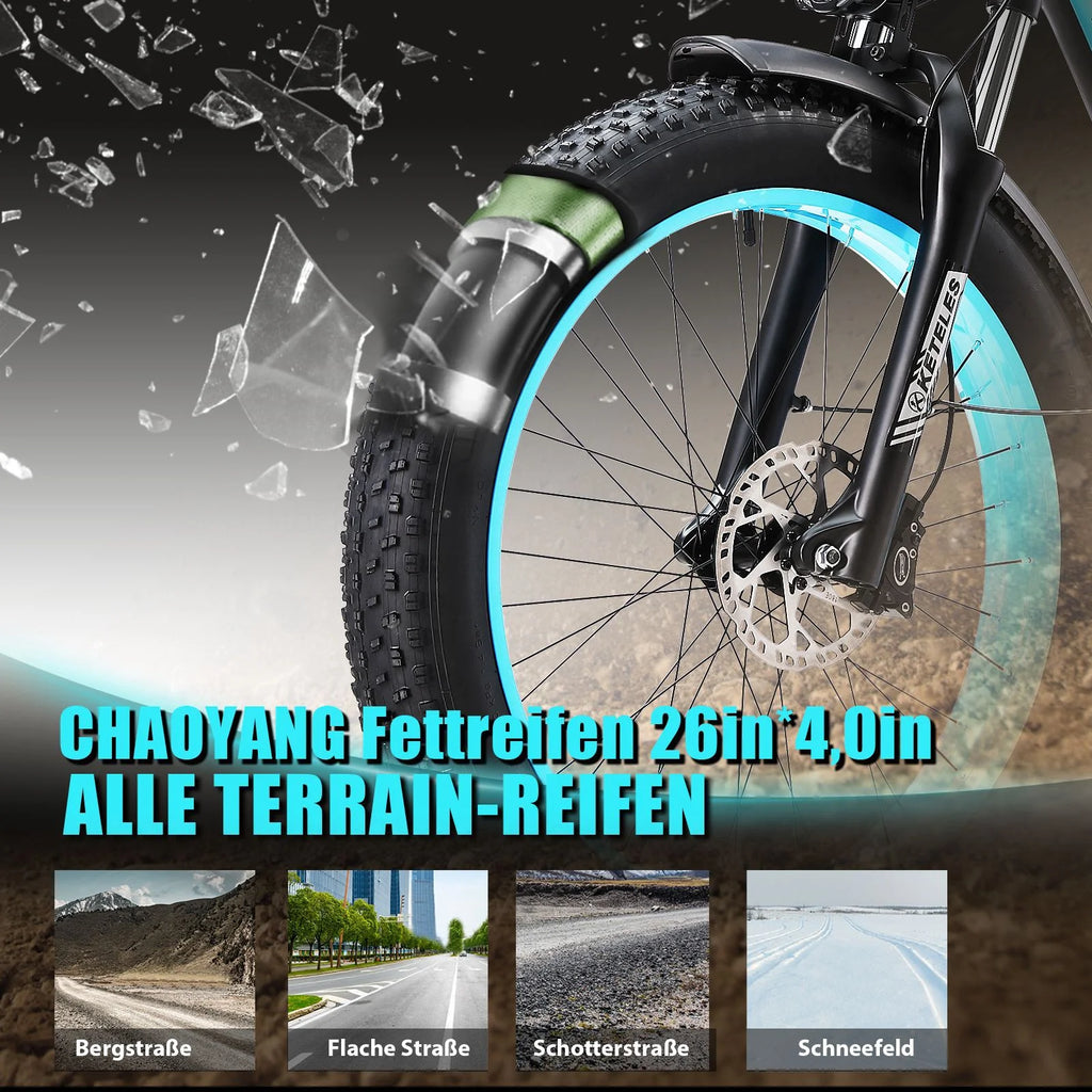 2000W 26 Fat Tire Electric Bike with 48V 23AH Removable Battery A628