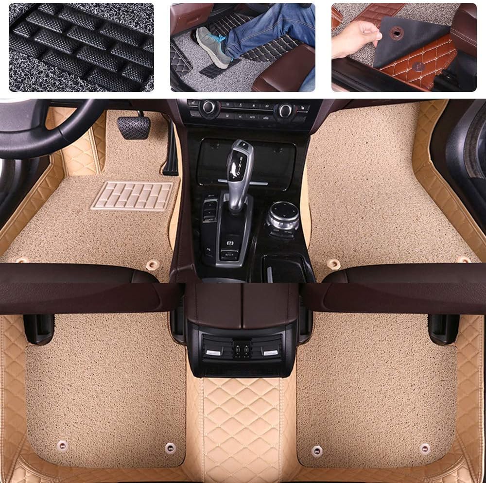 Double Layer Pu Leather & PVC Non-Slip Car Floor Mats D3330