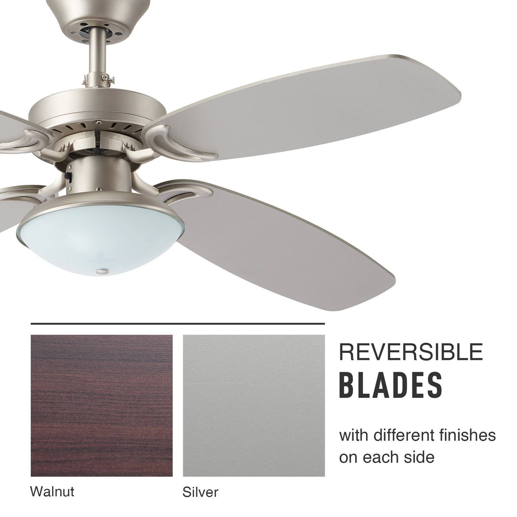 Brushed Nickel Ceiling Fan with Light and Remote Control V94493