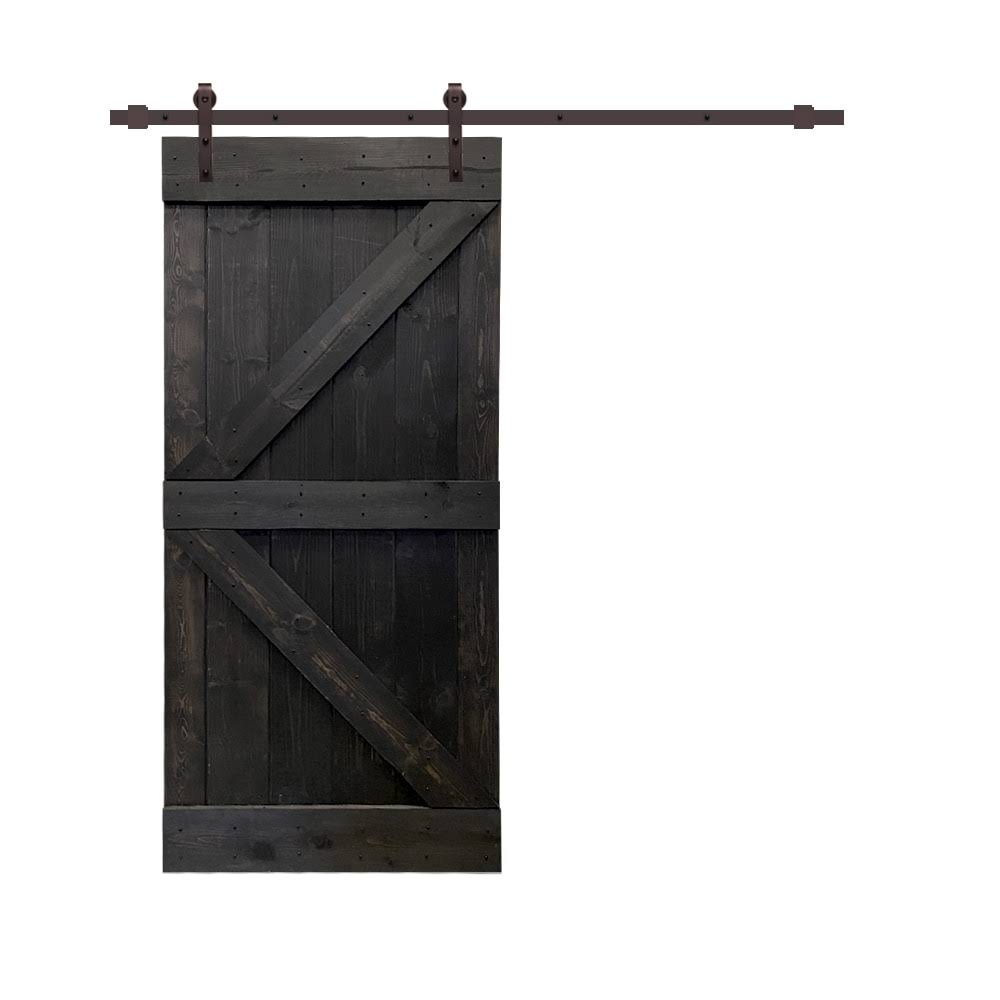 Ocean Blue Stained Wood Interior Sliding Barn Door with Hardware Kit Z5790