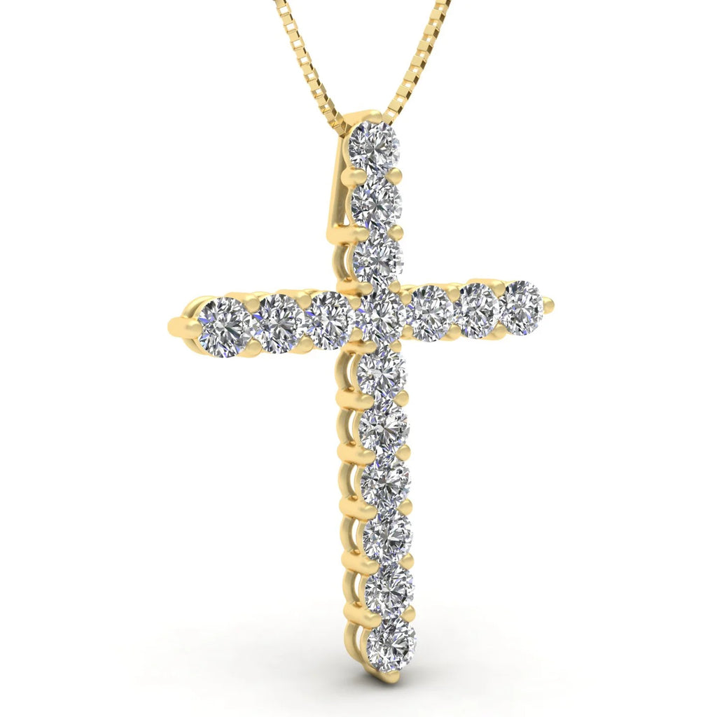 14k Yellow Gold Diamond Cross Pendant Necklace E61135