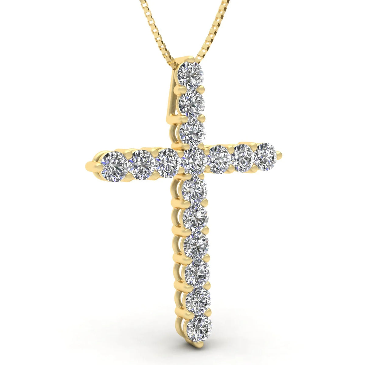 14k Yellow Gold Diamond Cross Pendant Necklace E61135