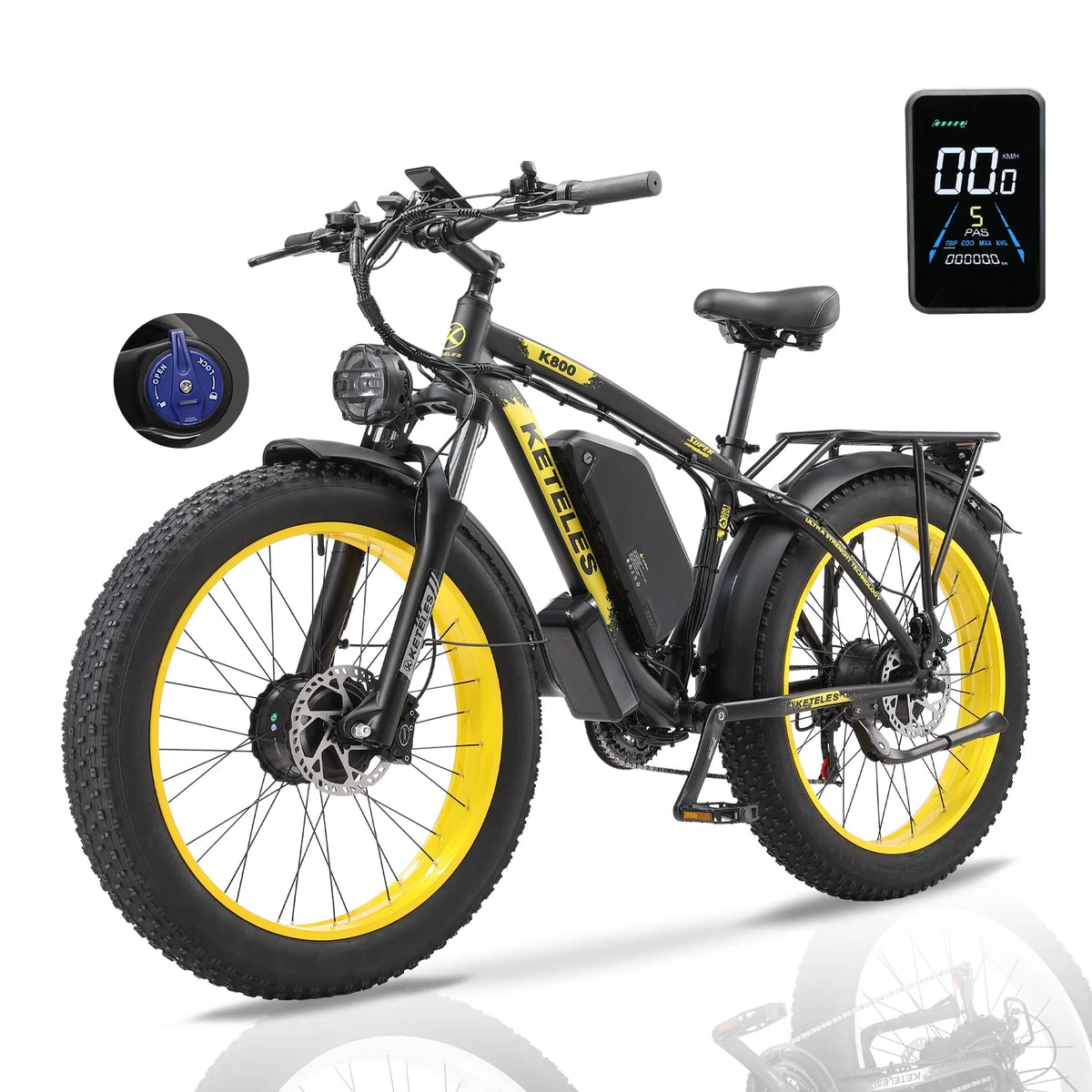 2000W 26 Fat Tire Electric Bike with 48V 23AH Removable Battery A628