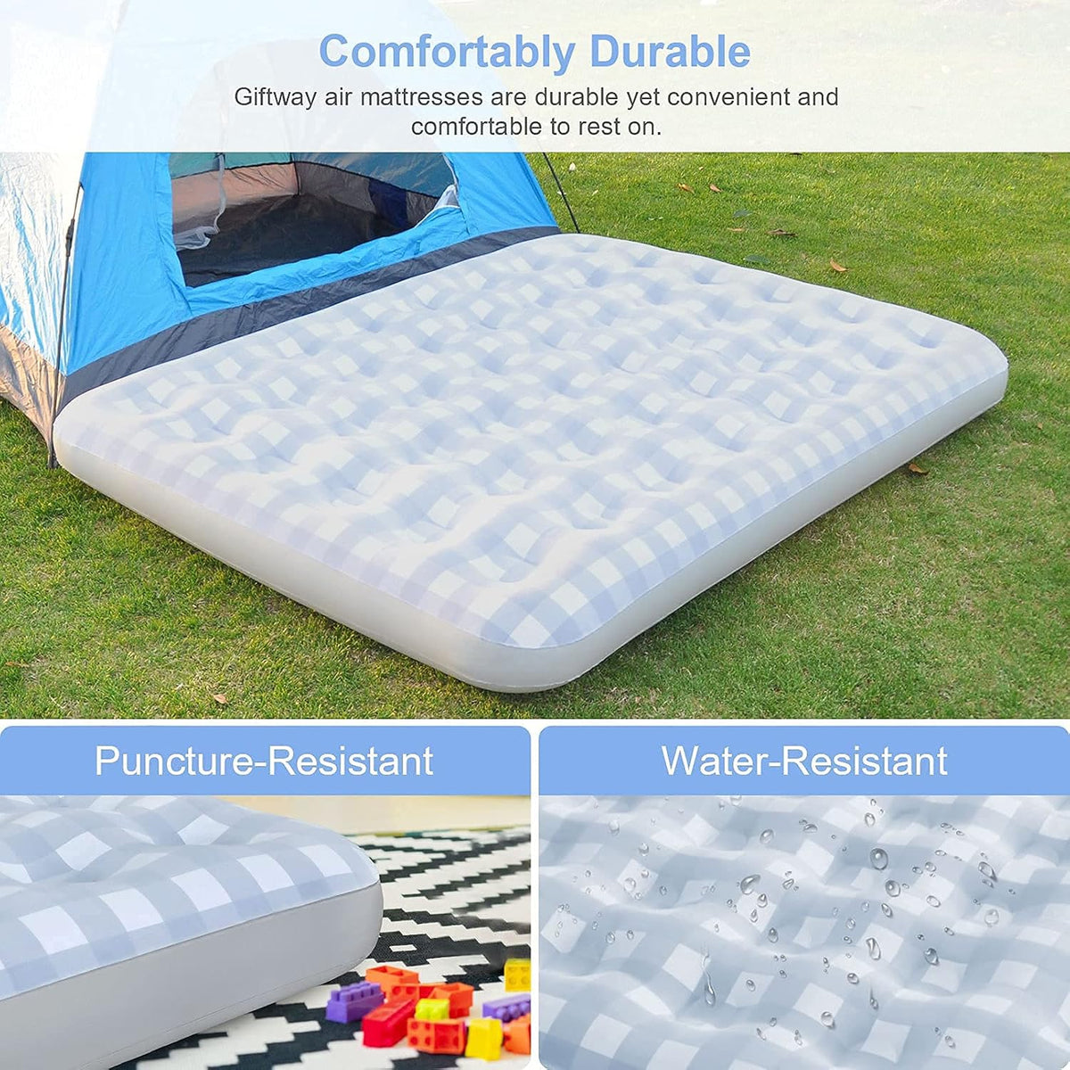 Queen Air Mattress with Flocked Top Waterproof Cover Repair Kit G3146