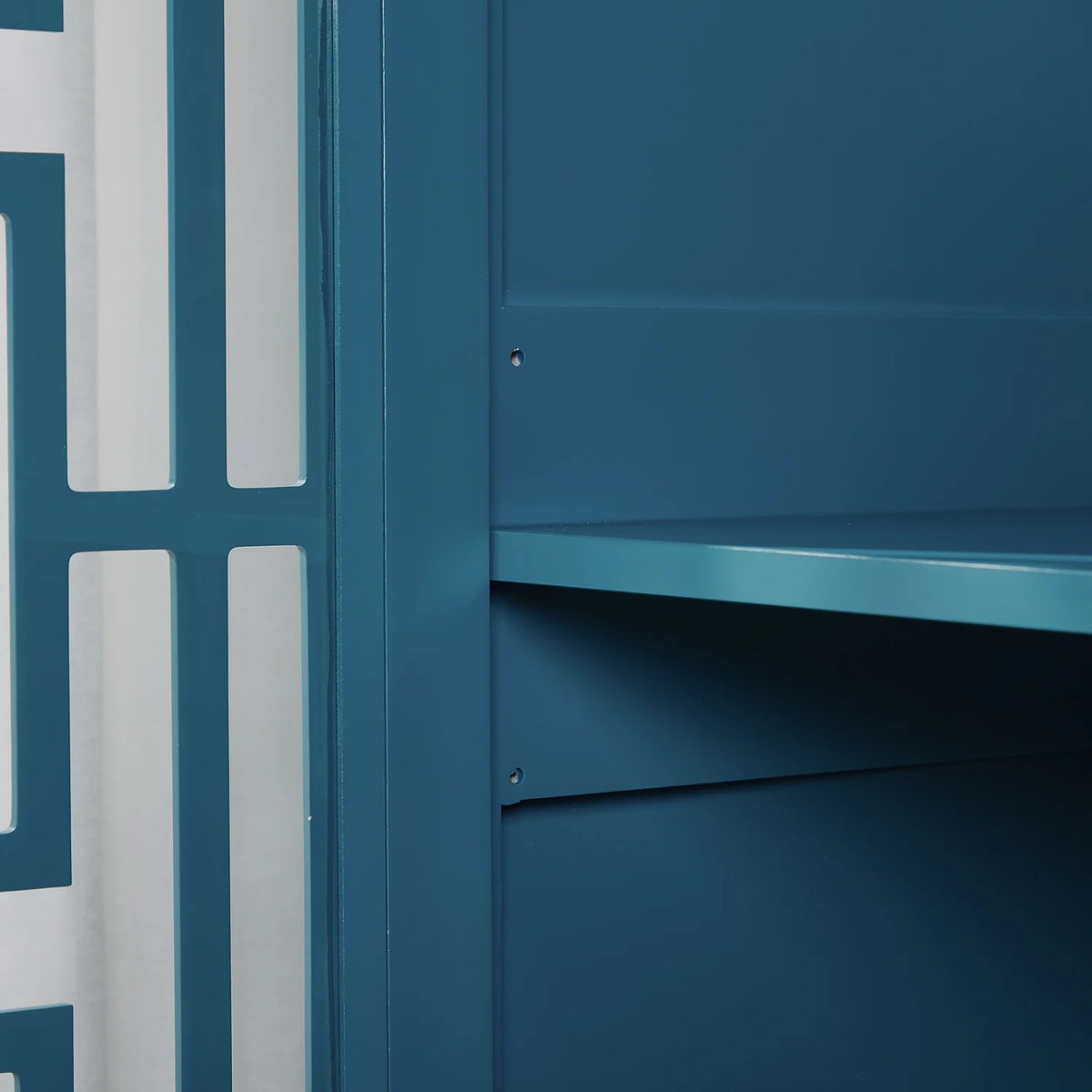 Teal Blue Wooden Buffet Cabinet with Adjustable Shelves Y677