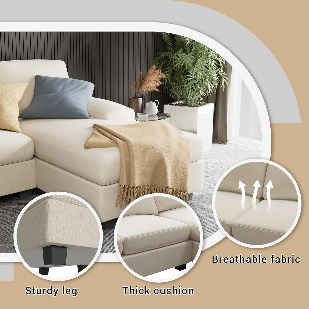 White Modular Sectional Sofa Sleeper with Double Chaise C665