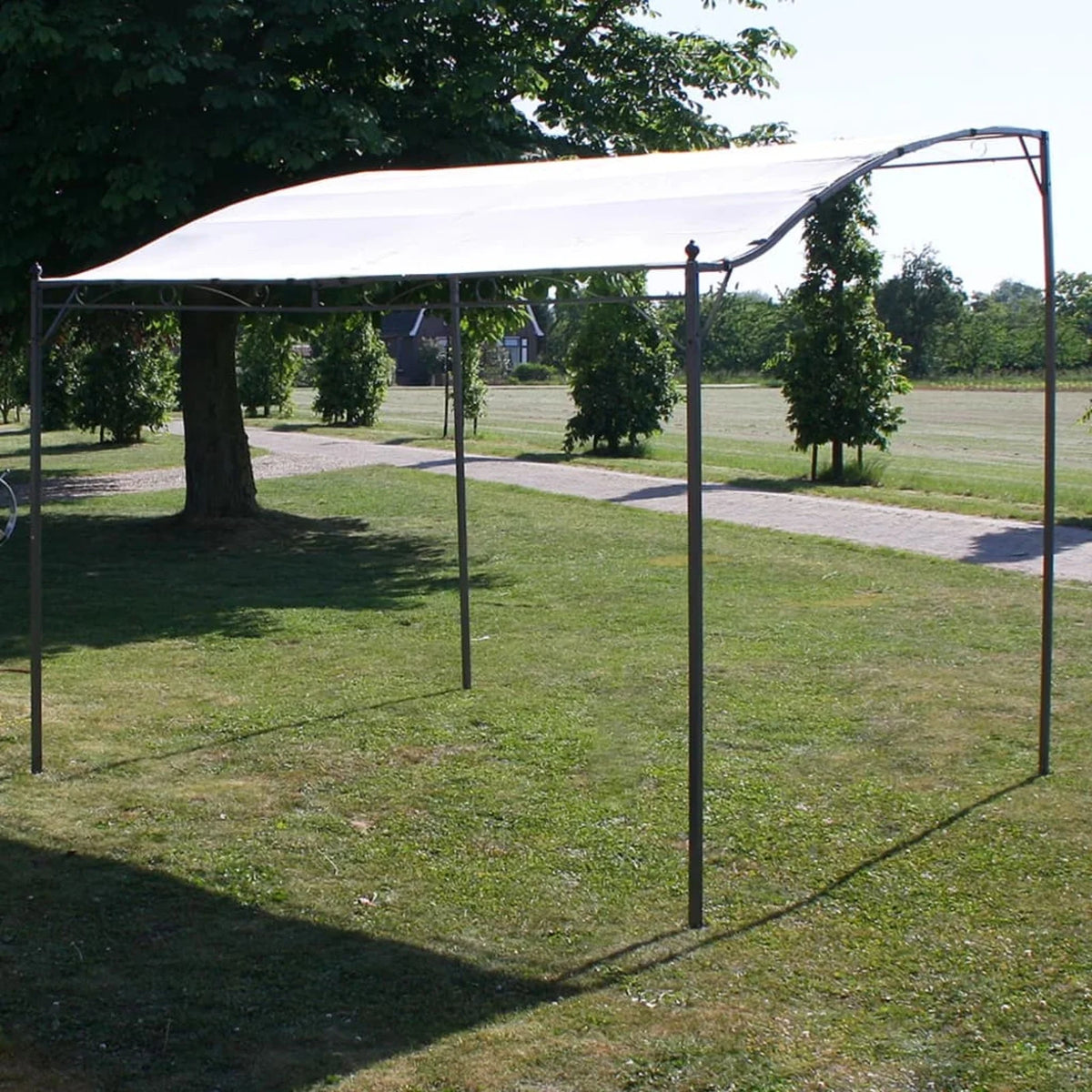 Cream White Steel Frame Garden Canopy Tent Sun Shelter 9.8ft x 8.2ft F707