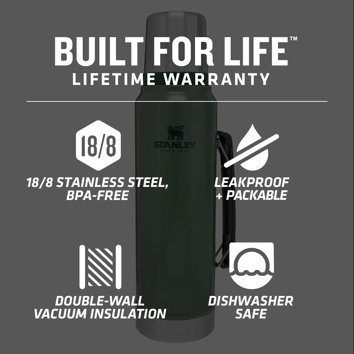 Stainless Steel Vacuum Insulated Thermos Bottle 1.1 qt N132