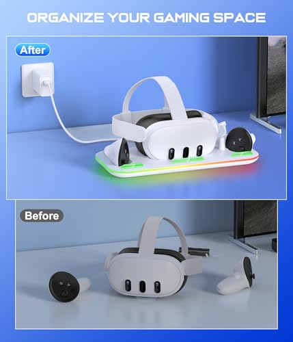 Charging Dock & Headset Stand with 2 Controller Rechargeable Batteries M7145