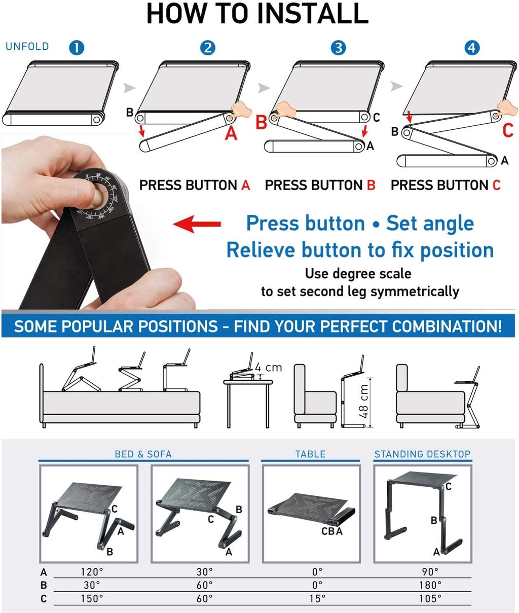Black Pack of 2 Folding Laptop Table P449974