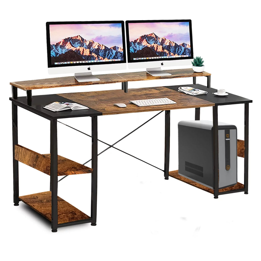 Computer Desk with Monitor Stand & Shelves D8027