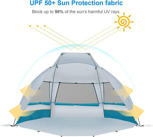 2-3 Person Portable Beach Tent UPF 50+ Sun Shade Canopy X9334