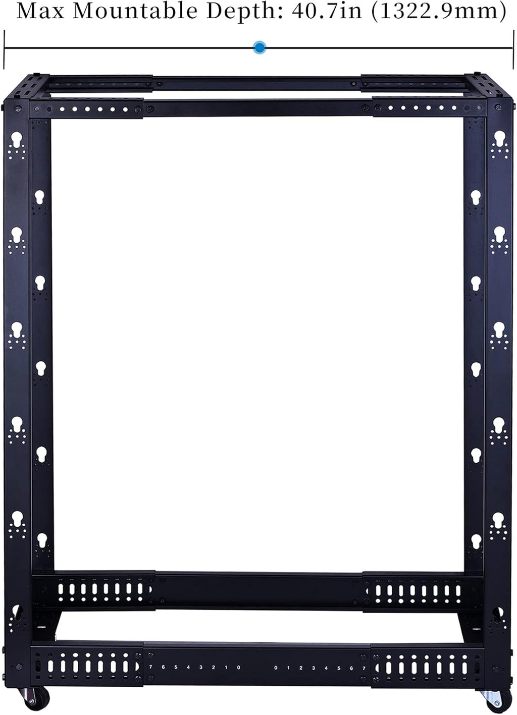 25U Open Frame Server Rack, 4 Post Adjustable Depth with Casters R235