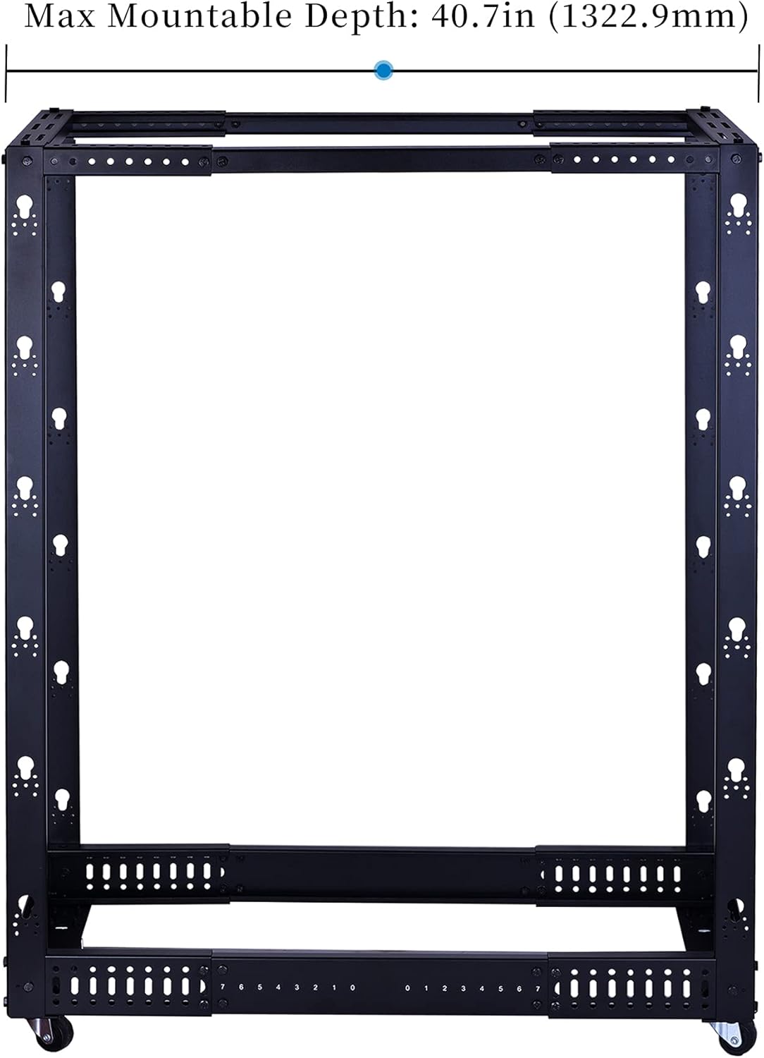 25U Open Frame Server Rack, 4 Post Adjustable Depth with Casters R235