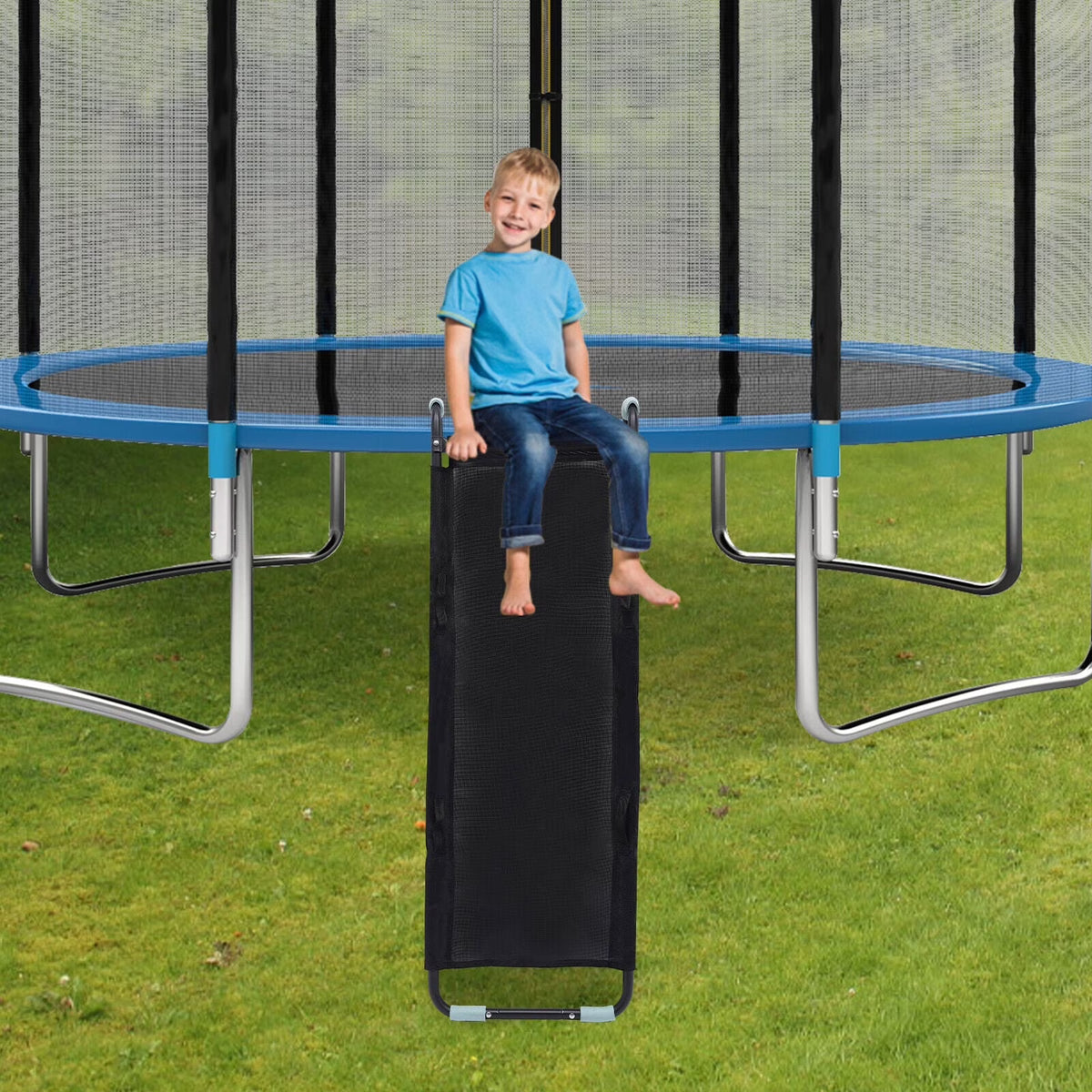 Trampoline Ladder with Slide & Rock Wall Climber M559331