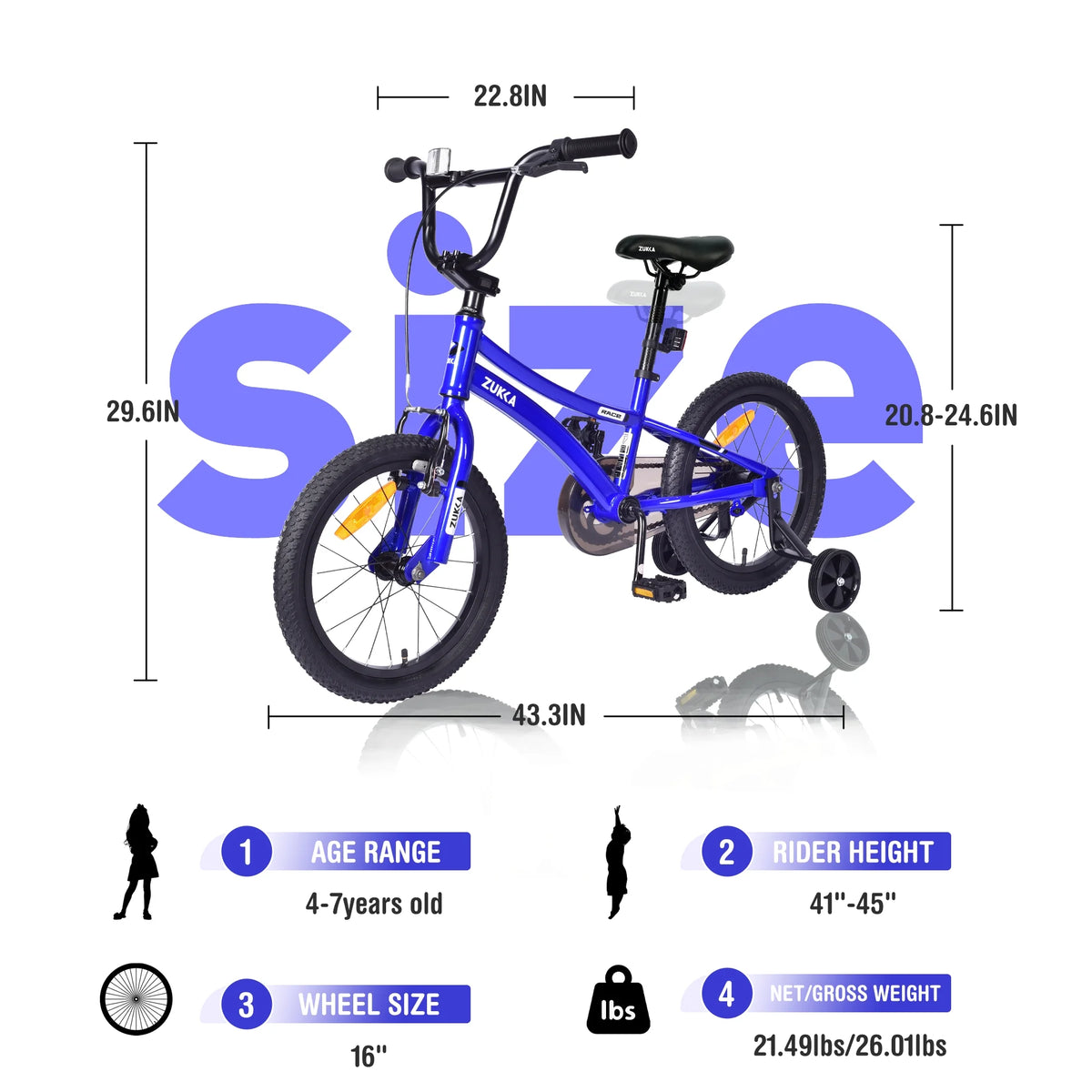 16 Inch Kids Bike with Training Wheels Orange R475