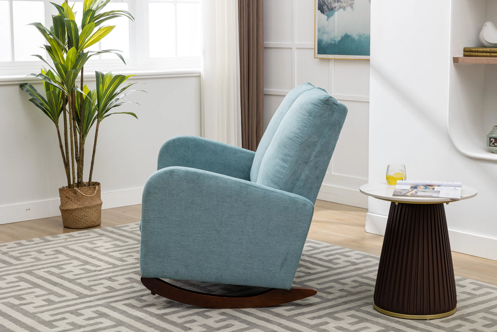 Oversized Upholstered Wingback Rocking Chair Q90871