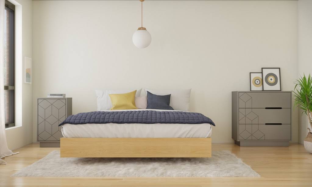3 Piece Queen Size Bedroom Set in Natural Maple and Greige L3791