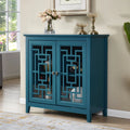 Teal Blue Wooden Buffet Cabinet with Adjustable Shelves Y677