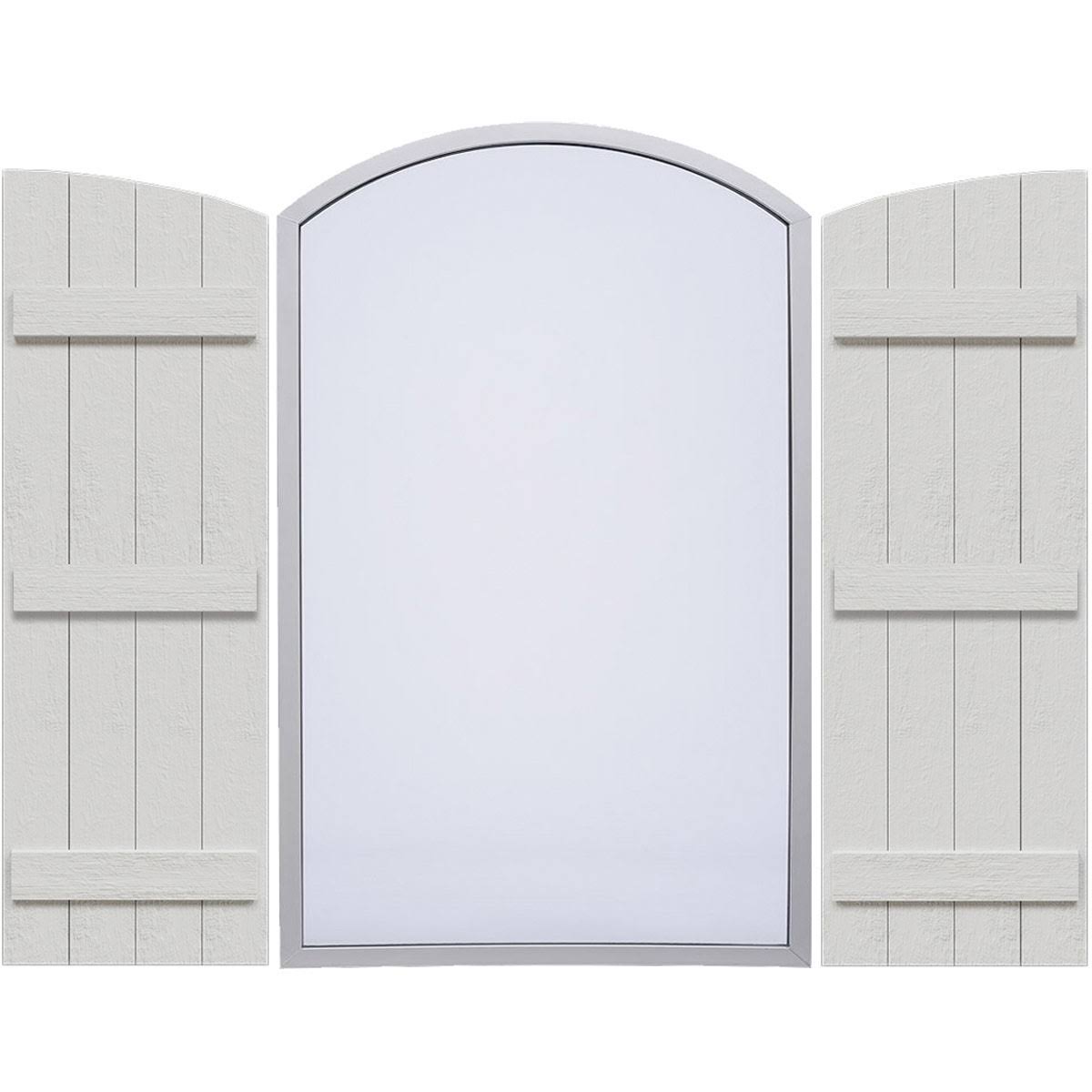 Rustic Faux Wood Shutters with Elliptical Arch Top Z736723