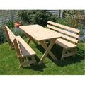 Cedar 5 ft. Cross Legged Picnic Table with 2 Backed Benches K2383
