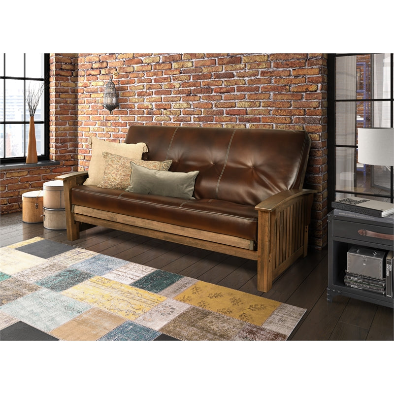 Rustic Walnut Futon with Java Brown Mattress C7108