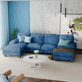 Blue Modular Convertible Sectional Sofa Couch with Double Chaise K932
