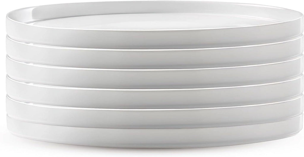 Set Of 6 Tempered Opal Glass Flat Plates R729119